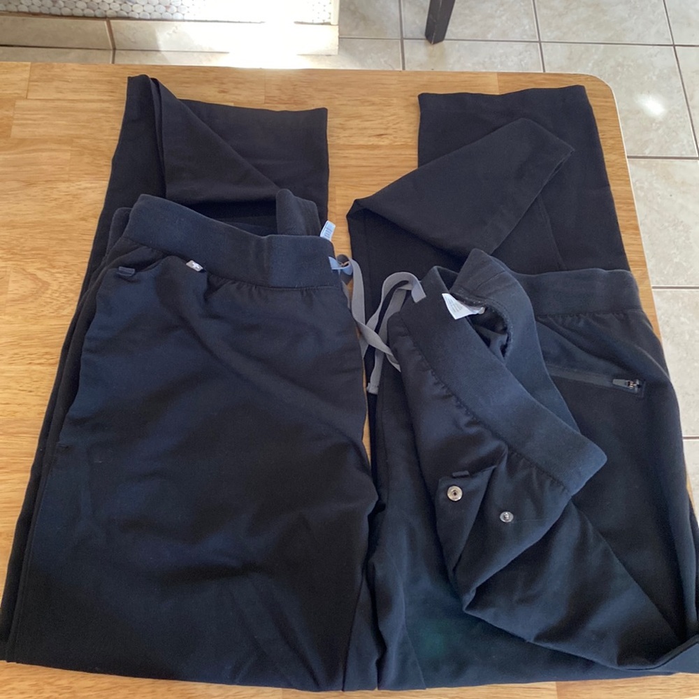 2 washed not worn figs large elastic drawstring waist black slit back pocket